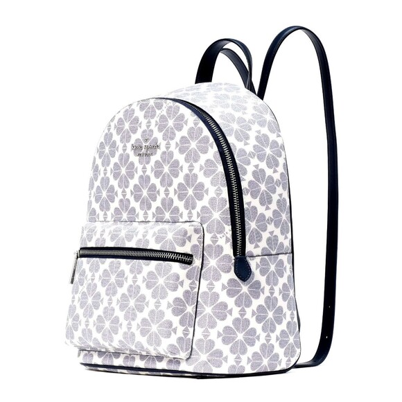 New Kate Spade Spade Flower Medium Backpack Signature Logo Navy Multi - Picture 2 of 5